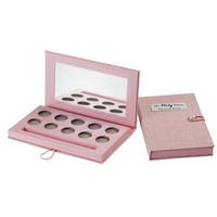 Palette de fards à paupières magnétique carrée 4 couleurs, étanche, gaufrée, scintillante, avec éponge, pour maquillage professionnel (vente en gros)