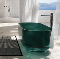 Baignoire adulte autoportante en verre noir Transparent blanc de l'usine professionnelle trempage vidange bain à remous pierre de Massage