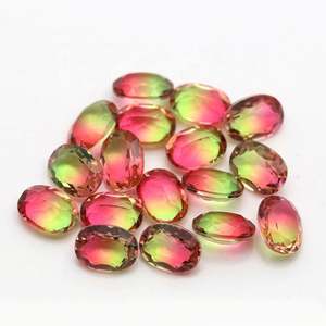 Pierre en vrac en verre de tourmaline synthétique 6x8mm gemmes en verre de cristal multicolores de forme ovale - Product Image 4