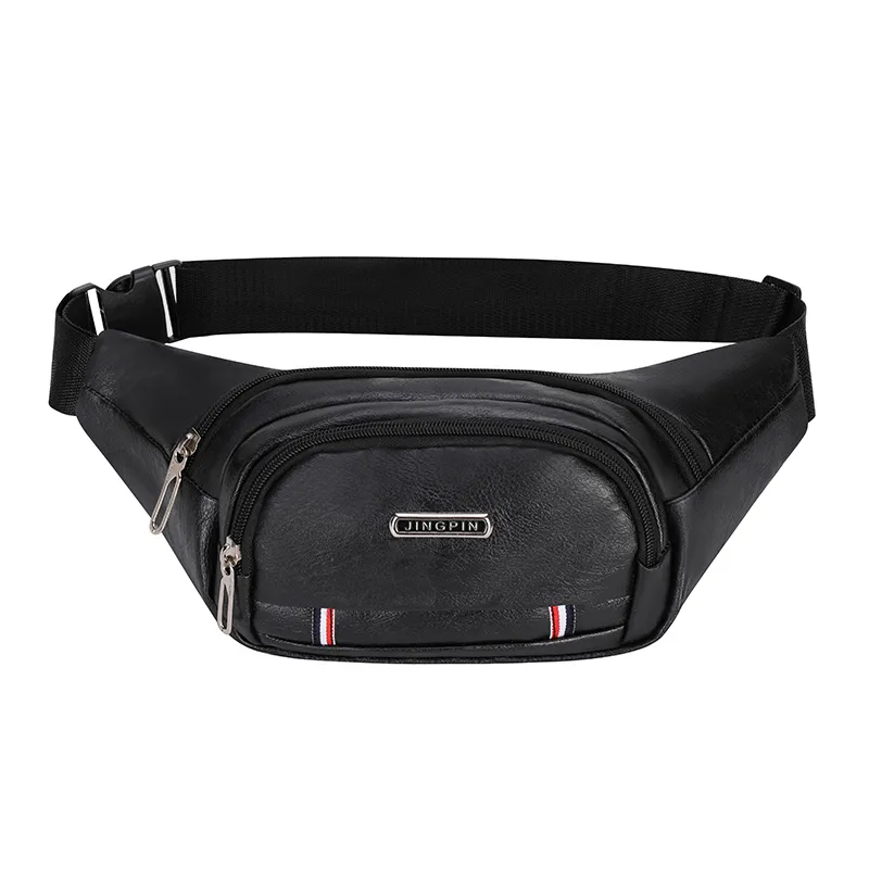 Wholesale Custom Portable Hip Belly Bags Brand New Men Black Pu Leather Waist Bag Fashionable Fanny Pack