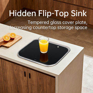 Évier de lavage des mains moderne en acier inoxydable 304 léger avec couvercle en verre trempé pour intérieur de véhicule, <span class=keywords><strong>caravane</strong></span>, camping-car - Vente chaude - Product Image 6