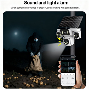 Cámara de Vigilancia PTZ con Alimentación Solar 4K y Pantalla Cuádruple con Zoom Óptico de 16X, Soporte para SIM 4G, Lente Múltiple para Exteriores AOV - Product Image 5