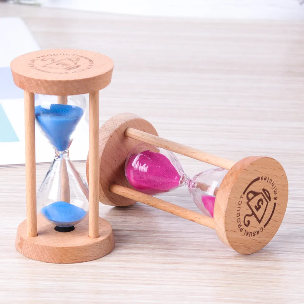 Nordic Modern Home Decor Wooden Sand Timers Hourglass 3 5 Minute Wood Frame Sand Glass Clock Hourglass