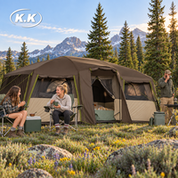 Tente de camping familiale grande capacité Kawagebo Kamp (KK) coupe-vent pour 12 personnes, à parois droites, avec plusieurs pièces et auvent intégral