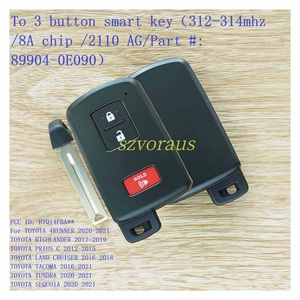 <span class=keywords><strong>Llave</strong></span> Inteligente <span class=keywords><strong>de</strong></span> Alta Calidad <span class=keywords><strong>con</strong></span> 3 Botones para Toyota 312-314mhz / Chip 8A / 2110 AG HYQ14FBA 89904-0E090 231451-0351 HYQ14FBA - Product Image 2