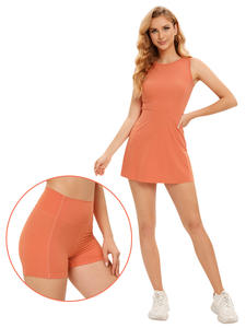 热销冰丝凉爽尼龙纯色性感女式无袖运动连衣裙高尔夫网球裙 - Product Image 2