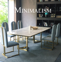 Ensemble Table à Manger Rectangulaire de Luxe Moderne 4, 6 ou 8 Places Meubles de Salle à Manger Table à Manger Plateau en Marbre