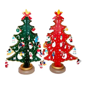 Grappige Desktop Houten Kerstboom Decor Kleurrijke Mini Xmas Kerstboom Vakantie Decoratie