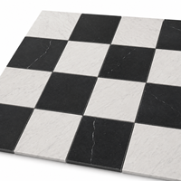 Mosaïque de marbre noir et blanc, carreaux de marbre à damier, mosaïque de marbre blanc de Carrare, carreaux de marbre noir de Chine