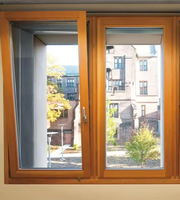 Ventana Abatible y Giratoria de Aluminio con Acabado Rústico Imitación Madera BOCHARM, Diseño de Rejilla con Rotura de Puente Térmico, Ventana de Ventilación para Cocina