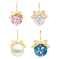 Boucles d'oreilles romantiques en forme de nœud papillon avec pierres précieuses rondes multicolores en argent sterling 925 poli Gemnel