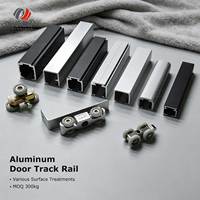 Rail de porte coulissante en aluminium noir mat anodisé 6063-T5, guide linéaire pour rideaux, armoires et meubles, découpe sur mesure OEM