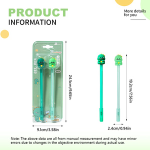 2-पैक 0.5 मिमी जेल पेन डायनासोर कैप डिजाइन, फफोले कार्ड पैक - Product Image 2