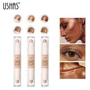 2025 <span class=keywords><strong>USHAS</strong></span> 2 en 1 brillo Natural resaltador en polvo crema cara maquillaje Mineral con brillo <span class=keywords><strong>contorno</strong></span> Stick corrector - Product Image 1