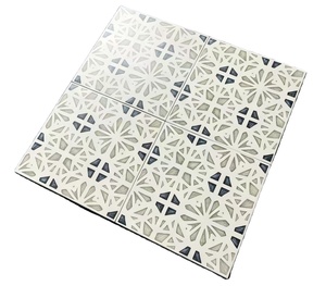 Carreaux de sol en porcelaine vintage, effet vieilli, rustiques, géométriques, 300x300mm, <span class=keywords><strong>gris</strong></span> noir, motif radial, résistants à l'usure, finition mate, pour intérieur - Product Image 1