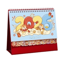 Calendrier en papier personnalisé du Nouvel An lunaire 2026 avec horloge, petit cadeau pour événements du Nouvel An, calendrier mensuel avec logo