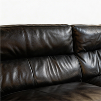 Sofa Loveseat Kulit Hitam Modern 2 Dudukan dengan Bantal Empuk untuk Ruang Tamu Apartemen Kantor Hotel Lobi Furnitur