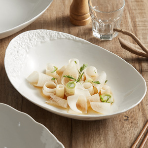 Assiettes à dîner ovales grandes en porcelaine vintage écologiques de haute qualité, noir et blanc, bols à soupe profonds, finition brillante/mate, pour la maison - Product Image 3