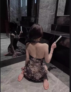 Camisón con abertura alta y estampado, lencería sexy transparente de talla grande para mujer, uniforme de cosplay tentador - Product Image 2