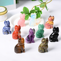Statues de chat en pierre précieuse naturelle sculptées en matériaux mixtes, chats en cristal sculptés pour la décoration
