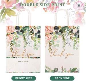 LOKYO sıcak satış kişiselleştirilmiş özel kağıt torbalar bükülmüş kolu beyaz teşekkür ederim kağıt torba ile logo - Product Image 5