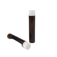 Botol PET Amber/Ampul Suplemen Diet Cair 25ml Tabung PET Silinder Ramping dengan Tutup Sekrup dan Cincin Pengaman