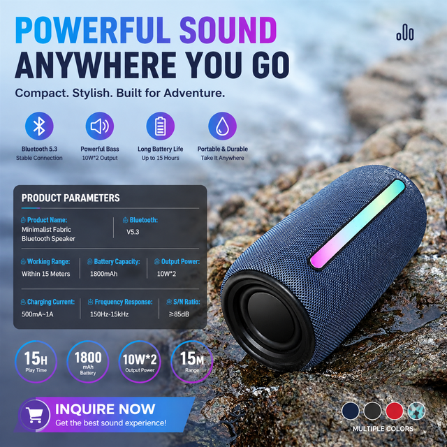 Portable Blue Tooth Speaker LED Color Light Wireless Bass Subwoofer Mini Outdoor Waterproof Column Boombox Party-Suitable