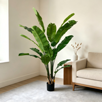 JOLAMIRA Plante Artificielle Bananier du Voyageur, Grande Plante d'Intérieur de Luxe Léger pour Salon, Style Nordique, en PE+Fer, Écologique