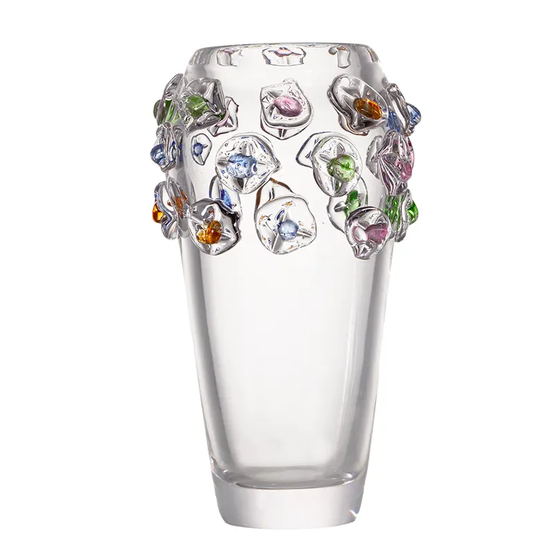 Customizable glass vases carving modern tall cylinder crystal glass fancy flower bud vase wedding