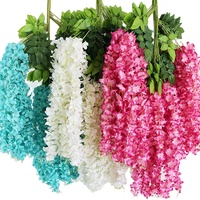 Fleur de glycine artificielle Yilun pour décoration intérieure de plafond, fleur de rotin violette pour événements et fêtes du Poisson d'avril