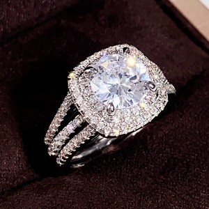 Juego de Anillos de Pareja de Doble Capa en Tono Plateado, Elegante Anillo de Moda para Vestido de Fiesta, Accesorio para Atuendo Diario - Product Image 3