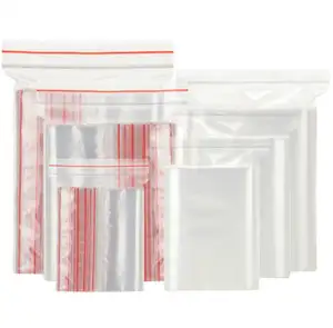 China Supplier Factory In Stock Food Grade Grip Self Press LDPE PE Plastic Clear Reclosable Poly Ziplock Zip Lock Bags For Sale