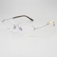 Montures de lunettes semi-cerclées haut de gamme H2364, fabriquées à la main, en or 18 carats avec corne de buffle naturelle, lunettes optiques professionnelles