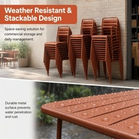 Ensemble de salle à manger d'extérieur en fer forgé antirouille, table et chaises de patio commerciales pour café et restaurant en plein air