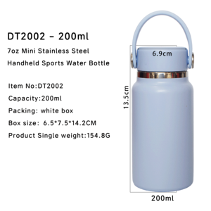 200ml <strong>Mini</strong> Stainless Steel Tumbler with Press Bounce Handle Lid Custom Vacuum Insulated Color Travel Sports Outdoor <strong>Water</strong> <strong>Bottle</strong> - Product Image 3