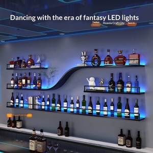 Estante de Pared para Botellas de <span class=keywords><strong>Vino</strong></span>, Mueble de Pared para Cerveza, Estante de Exhibición Iluminado de <span class=keywords><strong>Hierro</strong></span> Forjado, Estante Creativo para Restaurante - Product Image 1