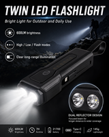 Z828 Lampe portable multifonction noire en ABS, batterie externe rechargeable USB Type-C, étanche IP44, affichage numérique LED, camping 600LM