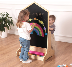 Pizarra Magnética <span class=keywords><strong>de</strong></span> Doble Cara <span class=keywords><strong>para</strong></span> Montar en <span class=keywords><strong>Pared</strong></span> con Diseño <span class=keywords><strong>de</strong></span> Casa, Soporte <span class=keywords><strong>de</strong></span> Almacenamiento Doble y Rodillo Desmontable - Product Image 2