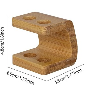 Soporte para cepillos de dientes de bambú, 4,5 cm x 4,5 cm x 4,8 cm, estante de baño de madera con 2 orificios para cabezales de cepillos de dientes eléctricos - Product Image 1