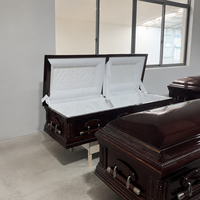 Ataúd de Estilo Americano de Lujo con Tapa Dividida de Madera, de Alta Calidad, Directo de Fábrica Qianrui, para Funerarias