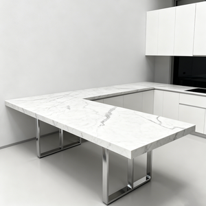 रसोई काउंटरटॉप सफेद ग्रे क्वार्ट्ज रसोई काउंटरटॉप 20 मिमी क्वार्ट्ज पत्थर स्लैब के साथ - Product Image 1