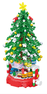 ZuanMa 2023 nouvelle série de noël noël arbre de noël bloc de construction brique ensemble <span class=keywords><strong>Train</strong></span> Base Rotation vert arbre de noël ensemble - Product Image 4