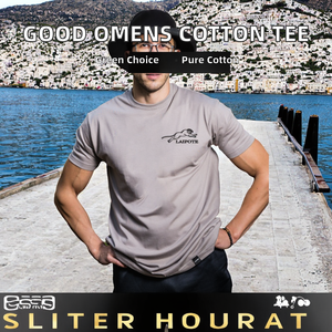 Camiseta Profesional de Manga Corta para Hombre, Estilo Hip Hop, 100% Algodón, Tejido de Punto, Transpirable, Ecológica, Diseño Good Omens - Product Image 2