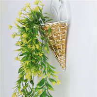 Panier à fleurs en osier naturel, vase en rotin, pot mural suspendu, planteur, vase en rotin, panier décoratif, décoration murale en fer forgé