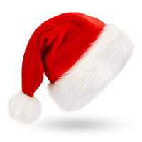 Fournitures de Noël : Chapeau de Père Noël en peluche décoré, doublure en maille de coton PP, lavable, anti-stress