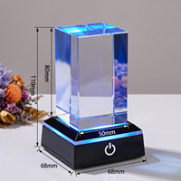 Bloques de Cristal K9 Reales en Blanco de 50x50x80mm al por Mayor, Base LED para Máquinas UV XTool, Grabado Láser, Cubo 3D