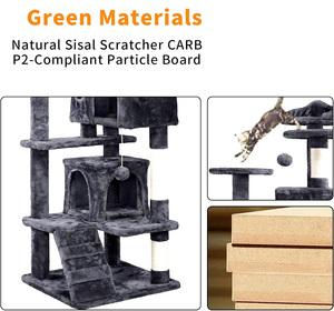 Sản Phẩm Mới Sang Trọng Ấm Cúng Lớn Mèo Cây Nhà Căn Cúng Bằng Gỗ Mèo Sisal Dây Cào Cây Tháp Cho Nhiều Mèo - Product Image 3