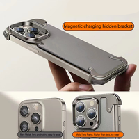 Étui de protection magnétique en métal avec cadre en aluminium et cuir véritable antichoc pour iPhone 15 Pro Max 14 17 16 Coque arrière