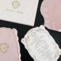 Cartes d'invitation de mariage personnalisées de luxe de la marque DigitalInk, vintage, faites à la main, avec estampage 3D en or, papier coton fabriqué au Fujian
