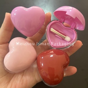 ISMAN Luxury 6g Boîte de blush rose double couche en forme de cœur, conteneur pour masque à lèvres avec pinceau, couvercle à clapet en plastique, vente en gros, marque privée - Product Image 2